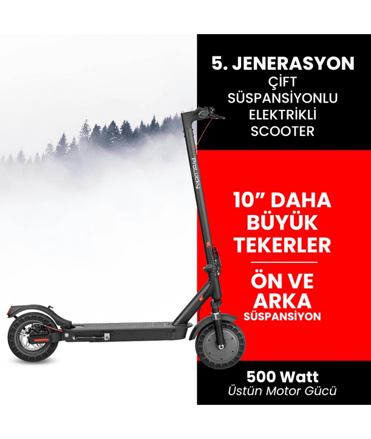 10" 500W Güç! ProLucky 5. Jenerasyon Katlanabilir, Ön ve Arka Süspansiyon