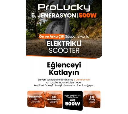 10" 500W Güç! ProLucky 5. Jenerasyon Katlanabilir, Ön ve Arka Süspansiyon