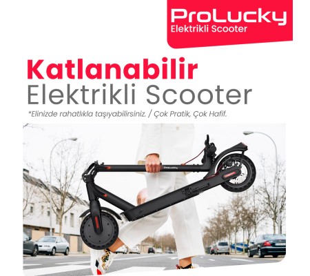 ( TÜKENDİ! ) KASK & GÜVENLİK SETİ HEDİYELİ! ProLucky 2. Jenerasyon Katlanabilir & Elektrikli Scooter ( Yüksek Batarya Kapasitesi Kısa Sürede Şarj ile Uzun Süre Sürüş Zevki! )